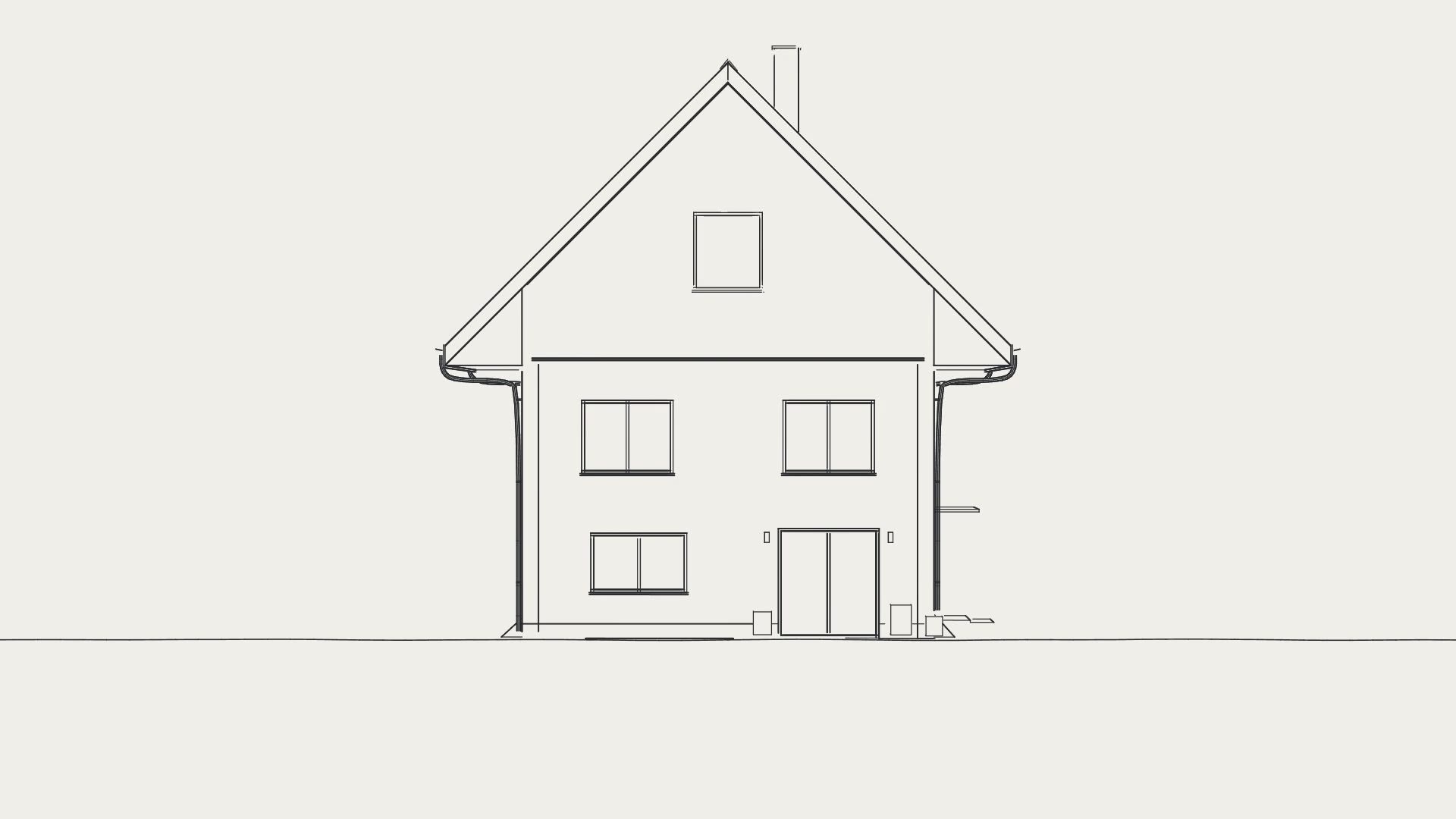 Das Haus als Strichzeichnung auf Papier